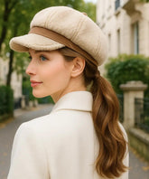 Comprar boina feminina com aba em pelúcia térmica estilo retrô elegante para dias frios urbanos com visual europeu moderno em promoção ANELLIMN
